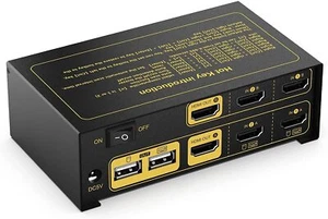 HDMI KVM Switch 2 Port Dual Monitor Extended Display 4K USB KVM 2.0 Hub Switcher - Bild 1 von 6