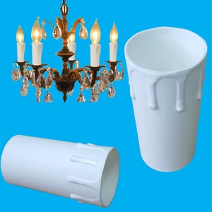 10x White Drip Candle Sleeve Wax Effect Chandelier Light Bulb Cover 85mm x 40mm - Picture 1 of 3