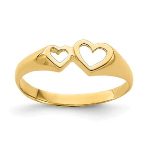 Lex & Lu 14k Yellow Gold Double Heart Cut-Out Ring Size 7 - Picture 1 of 5