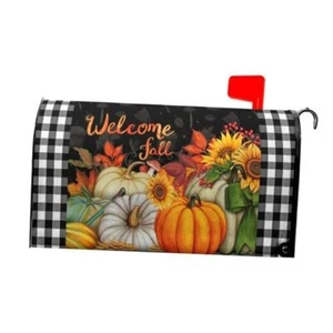 Autumn Fall Pumpkins Magnetic Mailbox Covers Standard 21x18 Inch Welcome Fall - Picture 1 of 8