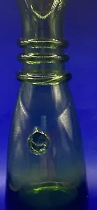 Vintage Italian Decorative Green Blown Glass Wine Water Oil Carafe 18cm MCM - Picture 1 of 9