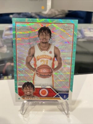 2023 Topps Chrome McDonald's All American DJ Wagner Aqua Wave Refractor #/199 - Image 1 of 4
