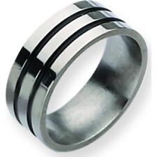 Titanium Enamel Grooved 8mm Mens Ring Band Size 11.5