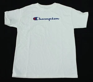 Champion Unisex Kid S/S Crew Neck Classic Script Logo Tee CL8 White Youth Medium - Picture 1 of 5