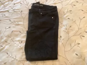 Michael Kors Women's Dillon Relaxed Jeans with Lace Knees Black Size 2 - Picture 1 of 15