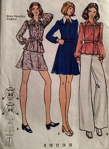 CUT VINTAGE 1970'S 'BUTTERICK' DRESS TOP AND SKIRT PATTERN 6951 SIZE 10 32 1/2" - Picture 1 of 2
