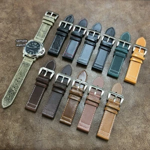 Correa de reloj de cuero genuino estilo ejército talla 24 mm #086 - Imagen 1 de 18