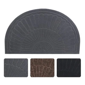 Half Round Doormat Gray Outdoor Indoor Rug 30x18 Inches Non Slip High Traffic Ab - Picture 1 of 7
