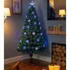 EXD Premier 4ft Fibre Optic Blue White Snowflake Christmas Tree (FT191044)
