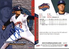Christian Montgomery Signed 2015 Choice Brooklyn Cyclones #19 Card Auto AU