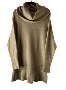 Weiche Umrandung Damen XL Wasserfallausschnitt Grobstrick Tunika Pullover braun - Bild 1 von 7