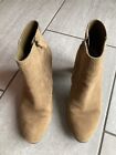 M And S Collection Ladies Brown Suede Heeled Ankle Boots Size 5 Good Condition