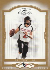 B.J. SYMONS 2004 DONRUSS CLASSICS ROOKIE CARD #'D 354/1250 TEXAS TECH FREE S&H