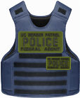 U S B P Police F A 2 Emb Patches 5X11 & 3X6 Velcr@ On Back Black On Od Green