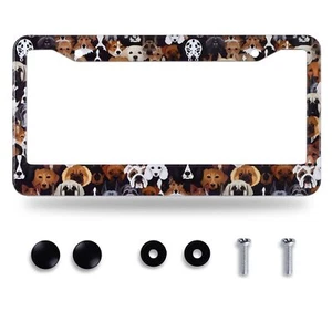 Dog License Plate Frame Cute Different Breeds Dogs Animal License Plate Holder S - Picture 1 of 7