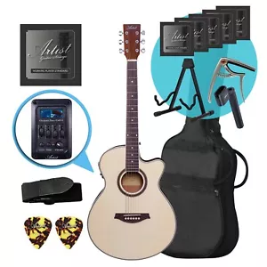 Artist LSPSCEQ Natural Beginner Acoustic Electric Guitar Ultimate Pack - Picture 1 of 10