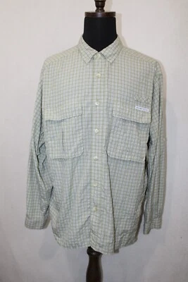Exofficio Mens Vented Nylon Poly Sport Shirt Size XL Green Plaid Mesh Neck - Image 1 of 4
