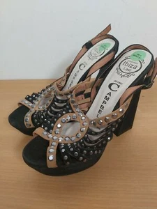 JEFFREY CAMPBELL Ibiza Last Ankle Strap Shoes Block Heel BNWOB Size UK 4 / EU 37 - Picture 1 of 11