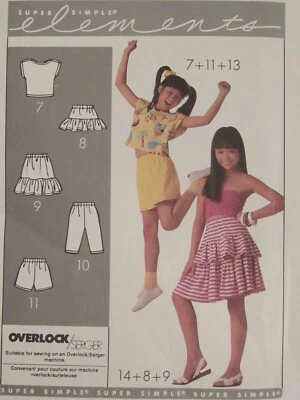 Sweet OOP SIMPLICITY 9065 Girls Top Shorts Pants Skirt & Peplum PATTERN 7-14 UC - Image 1 of 3