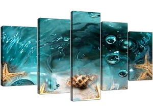 Extra großer Seestern am Meer Leinwandbild 5 Stück in türkis 5253 - Bild 1 von 5