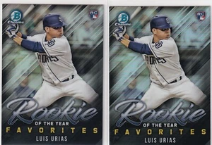 LOT (2) 2019 BOWMAN CHROME RC LUIS URIAS MILWAUKEE BREWERS ROOKIE (QTY) S4015 - Picture 1 of 2