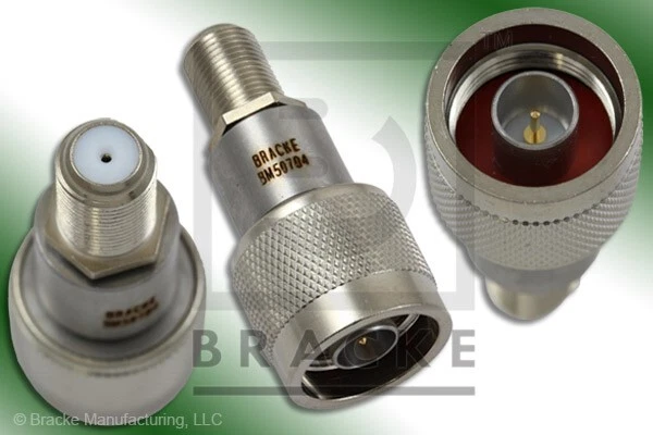 PRECISION, 75 Ohm N Male to F Female Adapter  3 GHZ  BRACKE BM50704 - Image 1 of 1