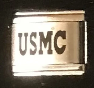 USMC Military Laser Italian Charm Link 9MM K47 - Picture 1 of 1