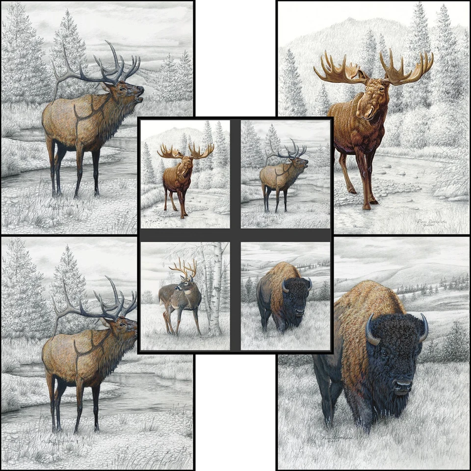 Big Game Panel Bundle, 5 Panels Per Bundle 36" x 43" cuts. Digitally Printed - Image 1 of 4