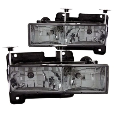 Faros de cristal ANZO para Chevrolet C1500 1988-1998 con lente de humo Foto 1 de 4