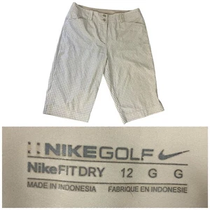 Pantalones Cortos de Golf Nike Para Mujer 12 Marrón Pata de Gallo Ajuste Seco Rendimiento Deportes - Imagen 1 de 12