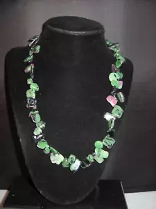 Natural Ruby Zoisite 20" Necklace Sterling Silver Healing Semi-Precious #271 - Picture 1 of 6