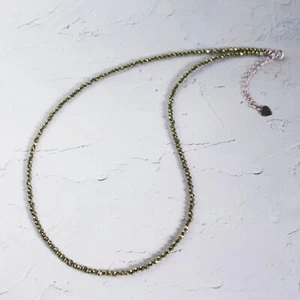 Pyrite Choker Delicate Stone Beads Necklace Pyrite Crystal Dainty Choker - Picture 1 of 5