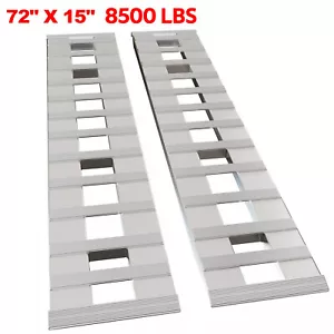72" X 15" 8500 LBS ALUMINUM Hook Ramp CAR TRUCK TRAILER Auto Hauler Pair 6FT - Picture 1 of 20