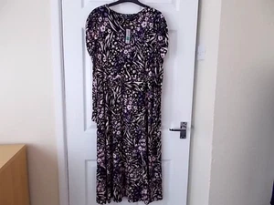 MARKS & SPENCER LONG SLEEVE FLORAL DRESS SIZE 14 PETITE BNWT - Picture 1 of 6