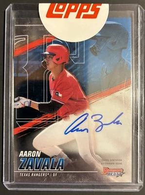 Aaron Zavala 2021 Bowman's Best #B21-AZ Auto Autograph - Texas Rangers - Image 1 of 2