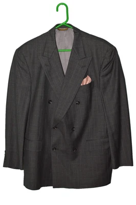 (2Pc Suit 42R) HART SCHAFFNER MARX Gold Trumpeter Men's Gray Stripe Wool 34x30.5 - Image 1 of 4