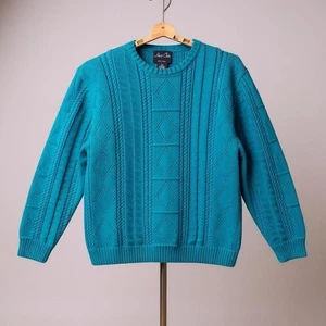 Maglione vintage Hunt Club uomo grande blu nonno nucleo maglia cavo pullover Giappone anni 90 - Foto 1 di 11