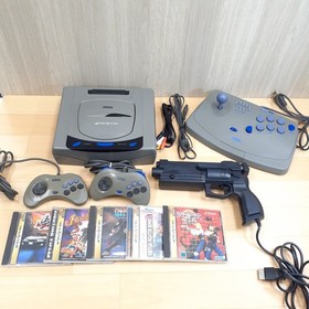 Sega Saturn Console with 5 games Virtua Stick & Virtua Gun controller Japan Gray
