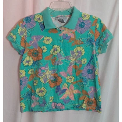 De Colección SAG HARBOR Aqua Floral Mariposa Gorra Manga Top PL Grande K2 Girly Kidcore Foto 1 de 4
