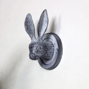 Rustic grey coat wall hook rabbit hare animal utility shabby chic home decor - Picture 1 of 4