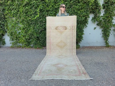 Neutral Runner 3x8 Handmade Wool Runner Ivory Decorative Rugs For Living Room - Image 1 of 4