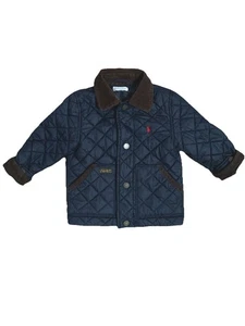 Ralph Lauren Polo Kids 24 Months Navy Quilted Barn Jacket Corduroy Collar Preppy - Picture 1 of 12