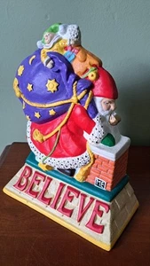 Vintage 2000 Maria Engelbreit Enesco Gusseisen SANTA BELIEVE Türstopper Weihnachten - Bild 1 von 9