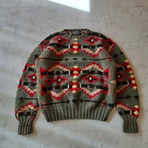 Rare old RRL POLO COUNTRY native pattern hand knit M 90s - Picture 1 of 10