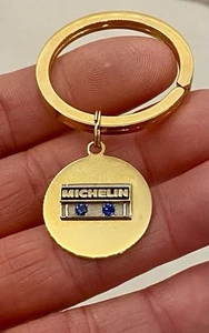 VTG MICHELIN TIRE KEYCHAIN SERVICE AWARD (2) SAPPHIRES GOLD-TONE RING - Picture 1 of 7