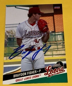 Braydon Fisher SIGNED 2022 Great Lakes Loons Team Card RC Auto Toronto Blue Jays - Picture 1 of 2