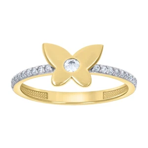 10k Two-tone Gold Womens Cubic-Zirconia Butterfly Fashion Ring - Picture 1 of 1