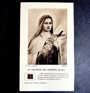 Rare Carte Reliquaire Sainte Thérèse Étoffe ayant touché à la Sainte - Bild 1 von 2