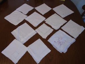 Lot 12 Vtg Ladies Hankies Handkerchief Linen Lace Cotton Crafts Wedding VGC - Bild 1 von 4