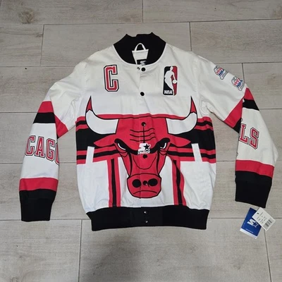 Chaqueta abotonada de la NBA Starter años 90 Chicago Bulls 6 veces campeones de la NBA nueva con etiquetas MED Foto 1 de 4